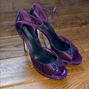 WHBM Purple Snakeskin Platform Heels Sz 8.5